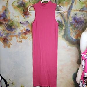 No Boundaries Pink Mock Neck Sheath Dress Sleeveless